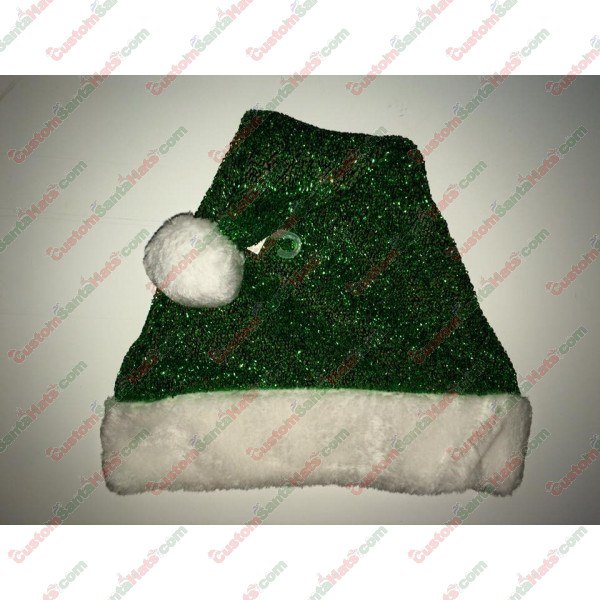 Green Sparkle Santa Hat Plush Brim