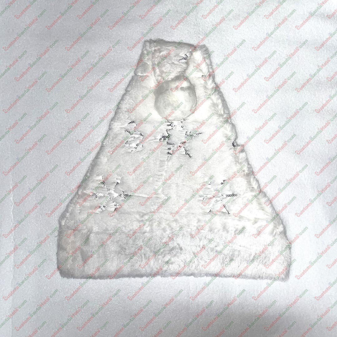 All White with Silver Snow Plush Santa Hat