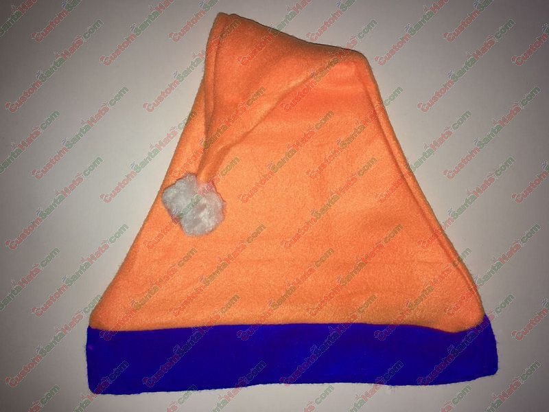 Orange Santa Hat Fleece Blue Brim SSF