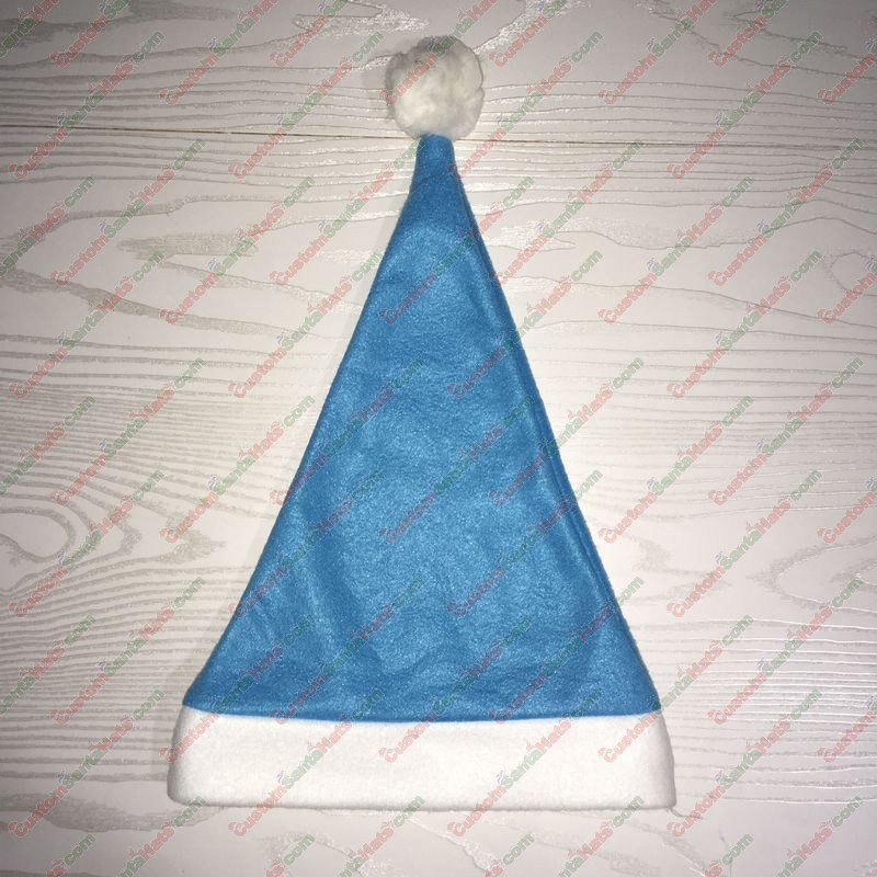 Fleece Light Blue Santa Hat