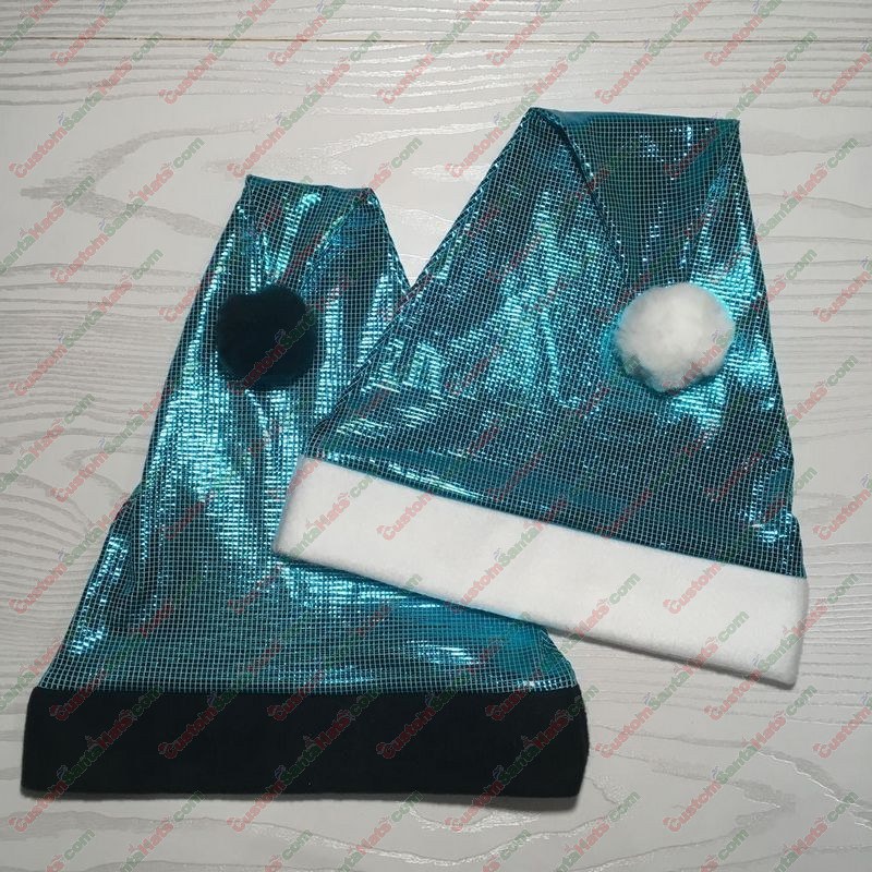Shiny Grid Turquoise Santa Hat