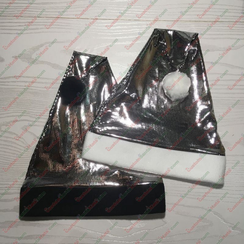 Shiny Grid Silver Santa Hat