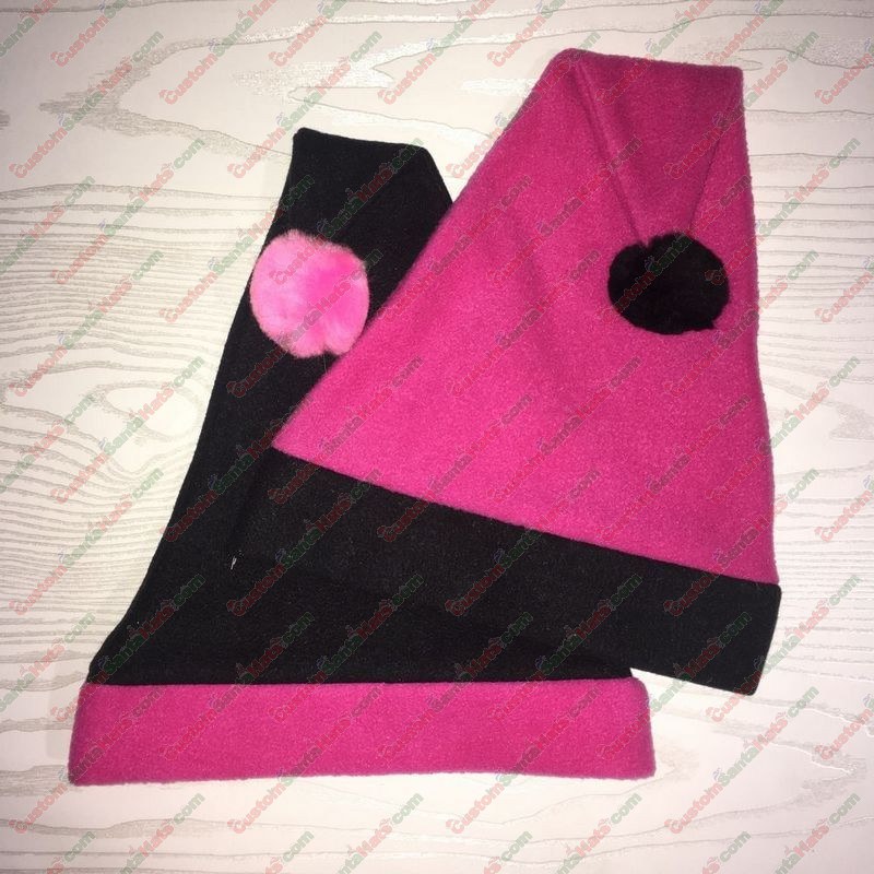 Medium Pink and Black Santa Hat