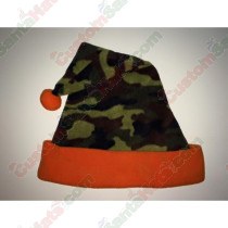 Camo Green and Orange Santa Hat