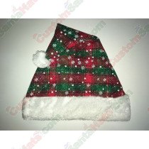 Plaid Santa Hat with White Snow
