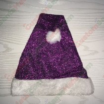 Child Purple Sparkle Santa Hat Plush Brim