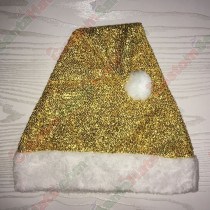 Gold Sparkle Santa Hat Plush Brim
