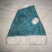 Turquoise Sparkle Santa Hat Plush Brim
