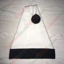 White and Black Brim Santa Hat with Black Ball