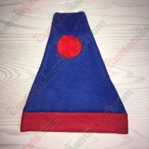 Red brim and Blue Santa Hat with Red Pom