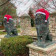 Santa Hats for Lion Statues