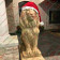 Santa Hats for Lion Statues