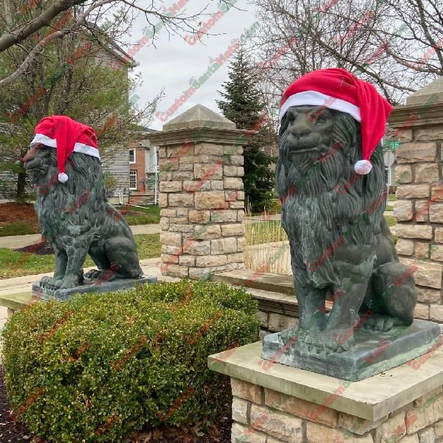 Santa hat for Lion Statues